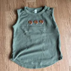 グラニフ　トラ　タンクトップ　ワッフル　カーキ　グリーン　トップス