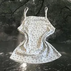 小花柄 水色 キャミソール y2k フェアリーグランジ 森ガール ウィッシュコア