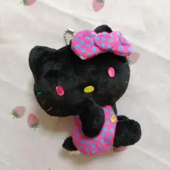 【185】ハローキティ ドット柄 ブラックキティ キーホルダー 当たりくじ