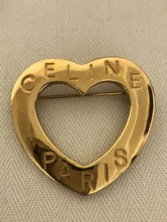 CELINE セリーヌ ハートブローチ ゴールド