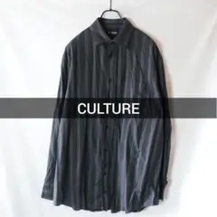 CULTURE 長袖シャツ ストライプシャツ チャコールグレー レギュラーカラー