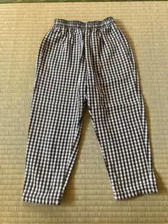 120 モノクロ チェック 黒白 長ズボン パンツ GU