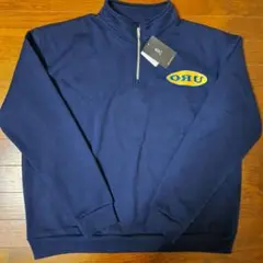 タグ付完売品　ジップファイブ　ハーフジップ刺繍スウェット　ネイビー　L　ゆったり