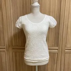 【美品】INGNI パフスリーブレースカットソー M