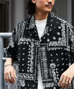 Freak's store ビッグシルエット オープンカラーシャツ バンダナ柄