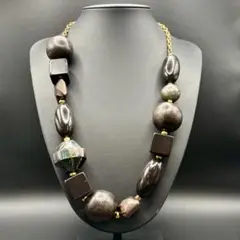 美品✨MaxMara Long Necklace Wood Bijou