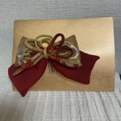 和風リボンヘアアクセサリー 赤金