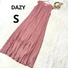 DAZY デイジー プリーツワンピース ノースリーブ ロング丈 ピンク 無地/S