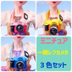 ミニチュア　一眼レフカメラ　ドール　フィギュア　ハンドメイド　３色セット