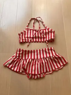 ピンクと白のストライプ　ビキニ　90サイズ
