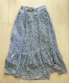 【古着】花柄 フリル ロングスカート