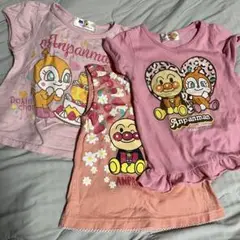90？サイズアンパンマン Tシャツ 3枚セットまとめ売り　女の子
