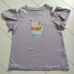 GU スパンコール肩出しTシャツ