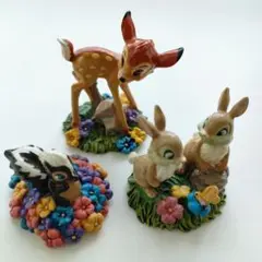 平成レトロ　バンビ　ディズニー　置物　3体　インテリア　Bambi　フラワー