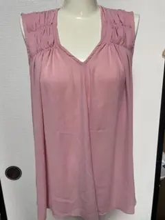 ピンク Vネック ノースリーブシャツ