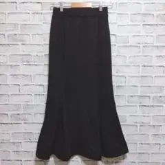 チップクリップ ロングマーメイドスカート 裏起毛 黒 M a985