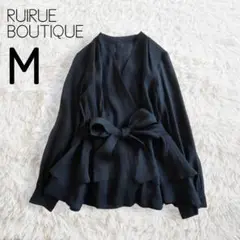 カシュクールペプラムブラウス M ブラック 黒／RUIRUE BOUTIQUE