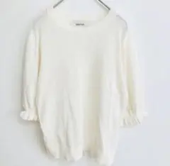 【美品】merlot メルロー シアー サマーニット 五分袖 トップス 白