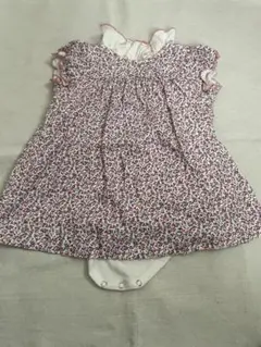 プチバトー　花柄コットンロンパース 80サイズ