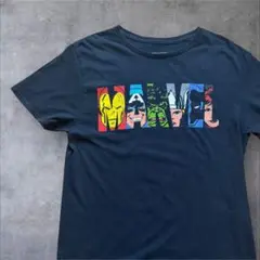 【MARVEL】アメコミヒーロー Tシャツ Mサイズ ネイビー　古着