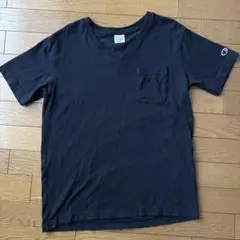 Champion Vネック ポケット付きTシャツ メンズS ブラック