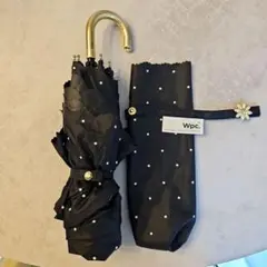 【美品！】Wpc. 日傘　黒のパール風ドット折りたたみ日傘