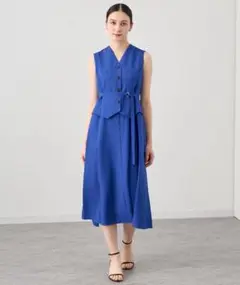 ペチコート欠品 ANAYI リネン調オックスジレスタイルワンピース