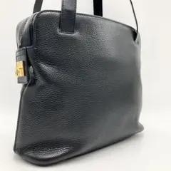 CELINE ショルダーバッグ ガンチーニ シボ レザー 肩掛け ブラック 黒