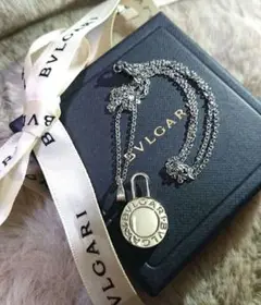 【正規 未使用】BVLGARI ロゴ刻印 シルバー銀チャーム/ネックレスチェーン