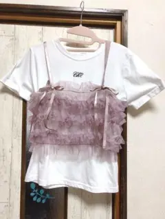 ピンク ビスチェ リボン Tシャツ