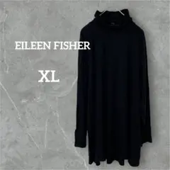 ✨️匿名配送✨EILEEN FISHER 【XL】ブラックタートルネック ロング丈