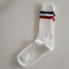 コットンクルーソックス 濃紺 × 赤 25-27cm