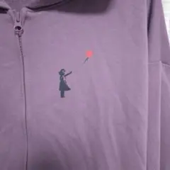 バンクシー　風船と少女　パープル ジップアップ　パーカー　L ハニーズ