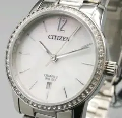 ★新品【CITIZEN】シチズン クォーツ レディース腕時計 日付表示 パール