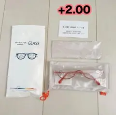 老眼鏡 女性 超軽量 ブルーライトカット ハーフリム +2.00 レッド