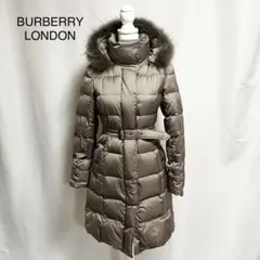 BURBERRY LONDON ダウンコート ファー タヌキ ノバチェック 38