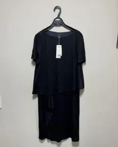 新品タグ付き23区ネイビーフリルドッキングワンピース