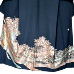 【美品】黒留袖　比翼仕立　正絹　剣花菱　御所車　金彩　刺繍 　落款