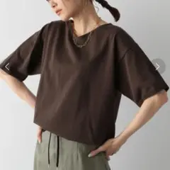 GLOBAL WORK 洗えるサラサラVネックプルオーバー ブラウン M