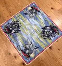 シルクスカーフ62×62手巻き縁縫い　 楽譜・音楽モチーフ