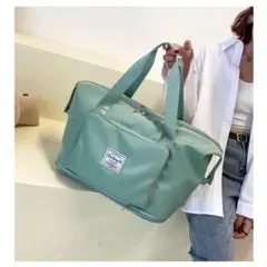 ⭐️新品⭐️ 大容量 ボストンバック 2way コンパクト収納 男女兼用 緑