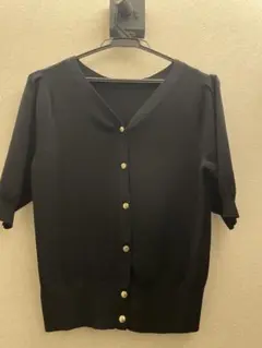 PLST ブラックVネックカーディガン