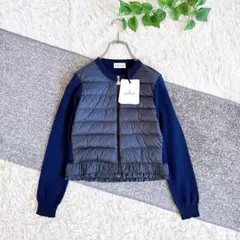美品　モンクレール マグリオーネトリコットカーディガン　切替　ネイビー　140