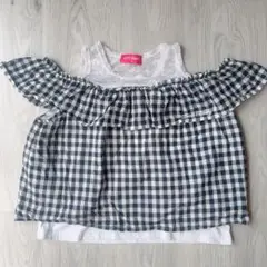 ◆ラブラビ◆ガールズ　オフショルダー　トップス◆140cm◆ギンガムチェック◆