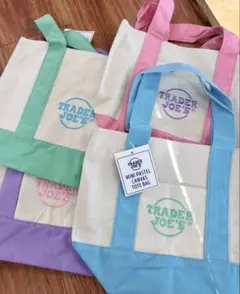 パステルトレジョミニトートセット＆おまけエコバッグ Trader Joe's トレーダージョーズ ミニ パステル キャンバス