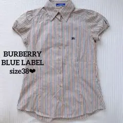 BURBERRY BLUE LABEL ストライプ パフスリーブ ホースブラウス