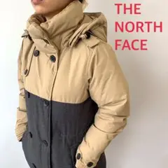 ノースフェイスダウンダウンコート ベージュ×グレー レディースⅯ ファー付フード