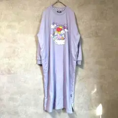 ビーティイシビル　パジャマ　ルームウェア　ワンピース　紫　キャラクター　長袖　綿