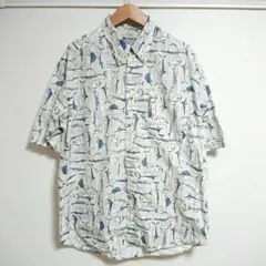 コロンビア 半袖シャツ 総柄 魚柄 フィッシュ