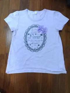 薄紫色 フラワープリント Tシャツ 150cm